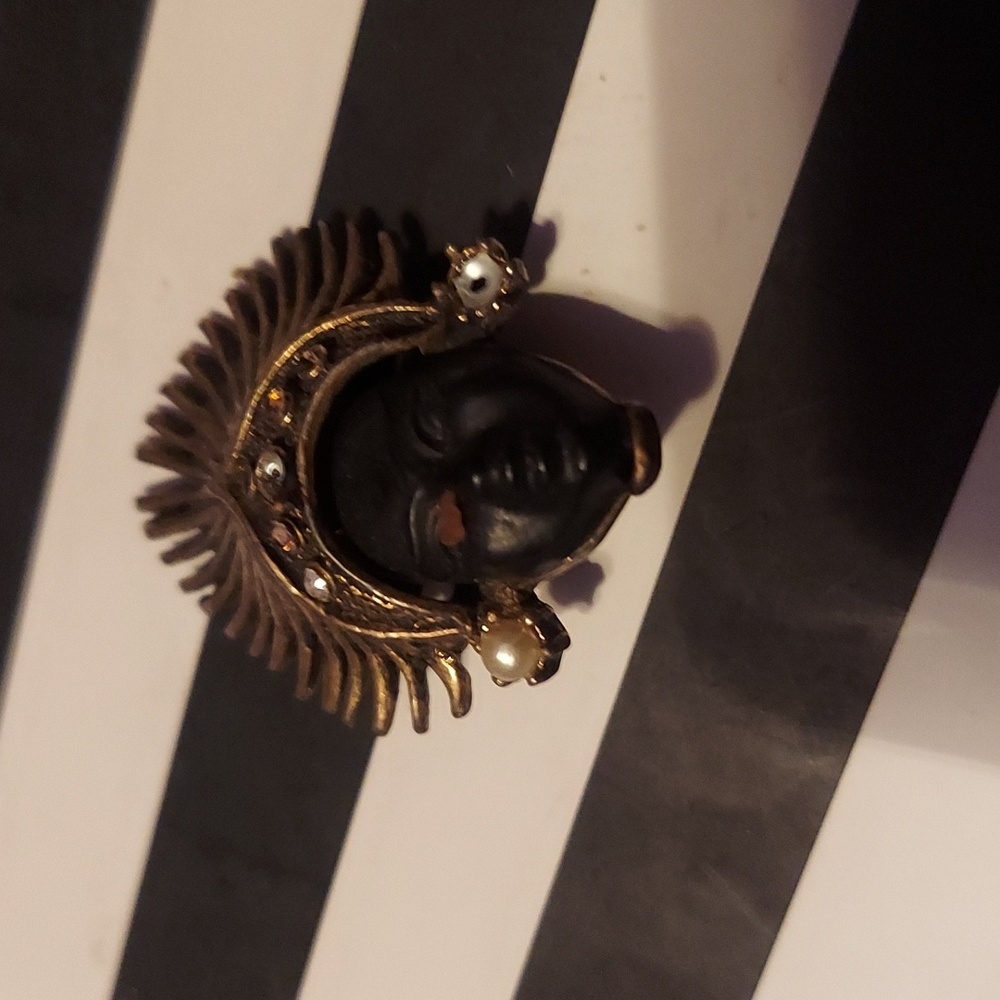 Vintage distressed single goddess clip on earring or remove clasp for pendant